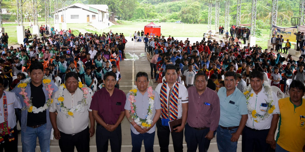 El vicepresidente David Choquehuanca en la inauguración del "Primer Encuentro de Juventudes del Norte de La Paz", en el municipio de Caranavi. Foto: Vicepresidencia