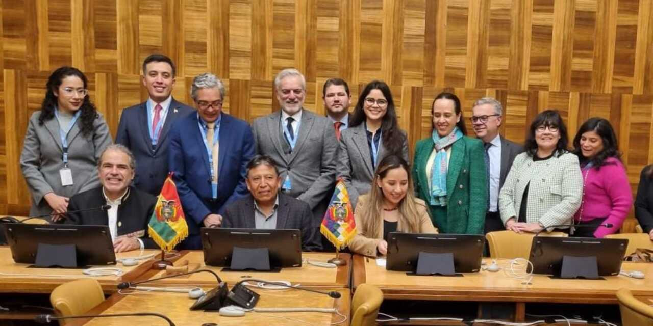 El vicepresidente David Choquehuanca junto a los los embajadores del Grupo América Latina y el Caribe (GRULAC), en Ginebra. Foto: VEP