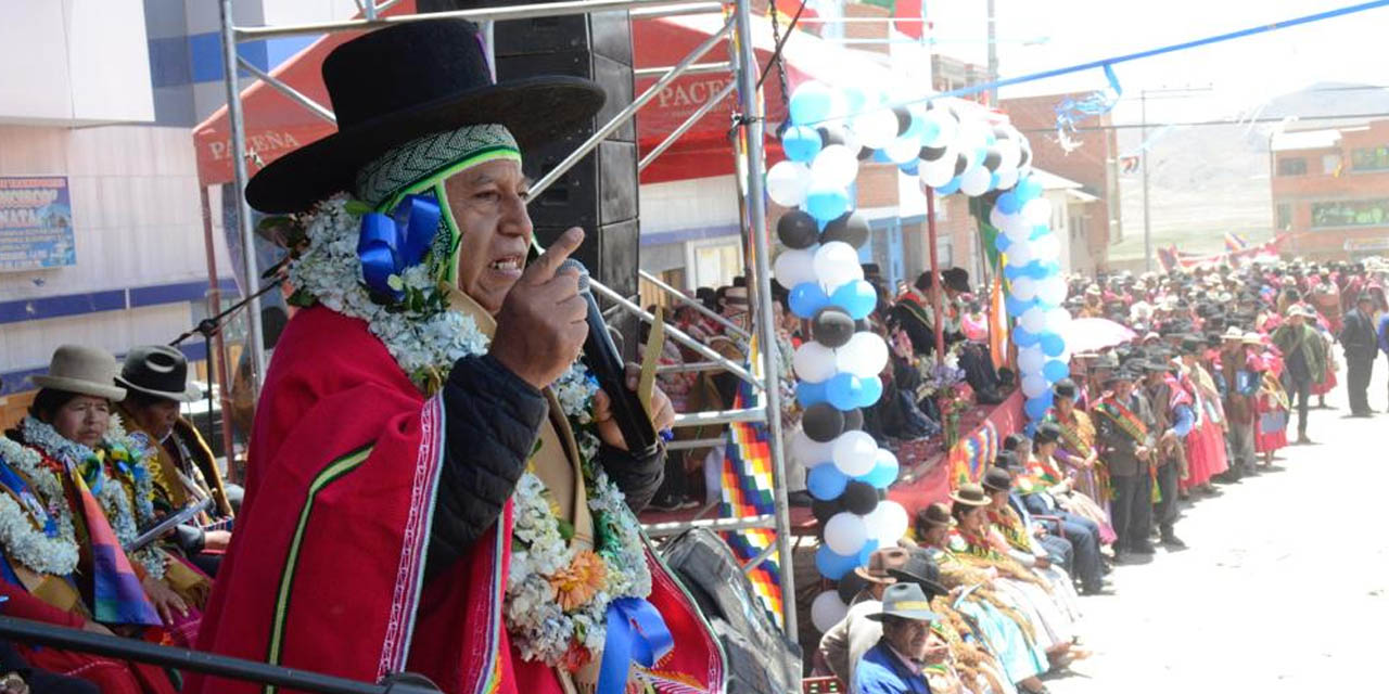 El vicepresidente David Choquehuanca participó en el aniversario de la provincia Camacho. Foto: Vicepresidencia.