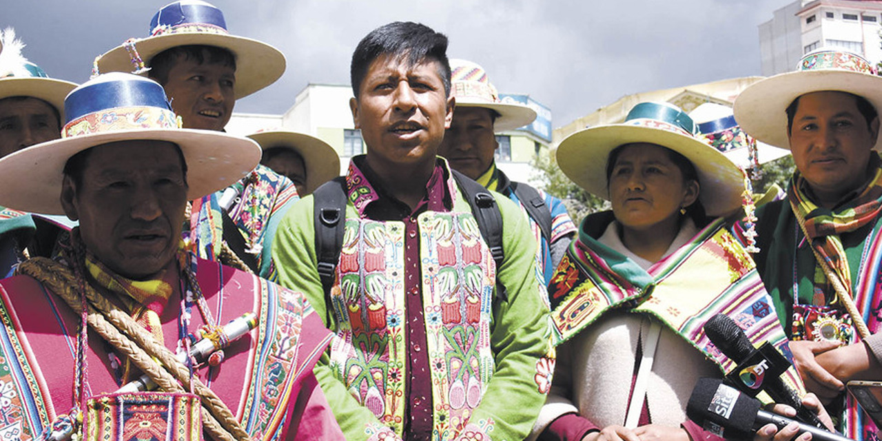 Ayllus y markas de Sacaca, norte de Potosí, en conferencia de prensa. Foto: Archivo Gonzalo Jallasi