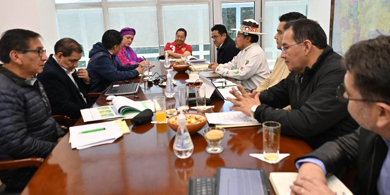 El presidente Luis Arce dirige el Gabinete de Tierras. | Foto: Comunicación Presidencial