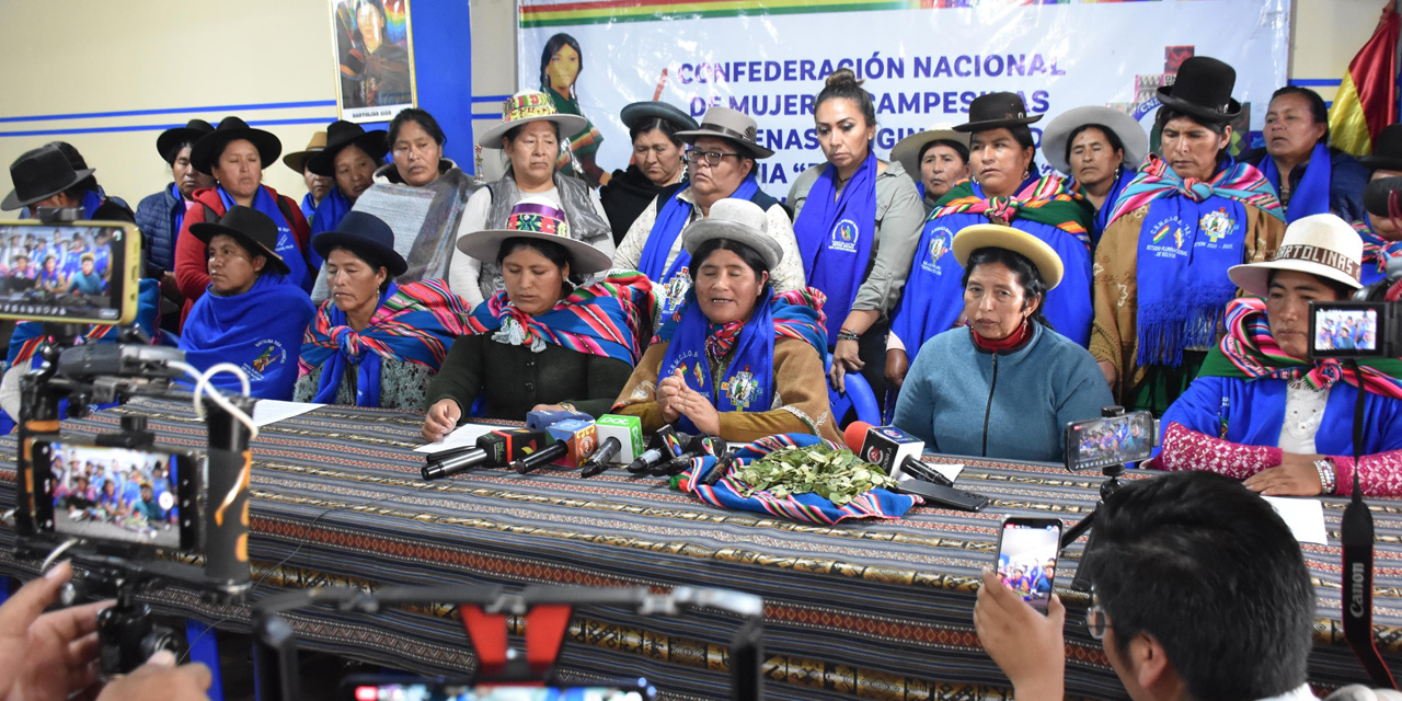 Ejecutivas de la Confederación Nacional de Mujeres Campesinas Indígenas Originarias de Bolivia “Bartolina Sisa”.