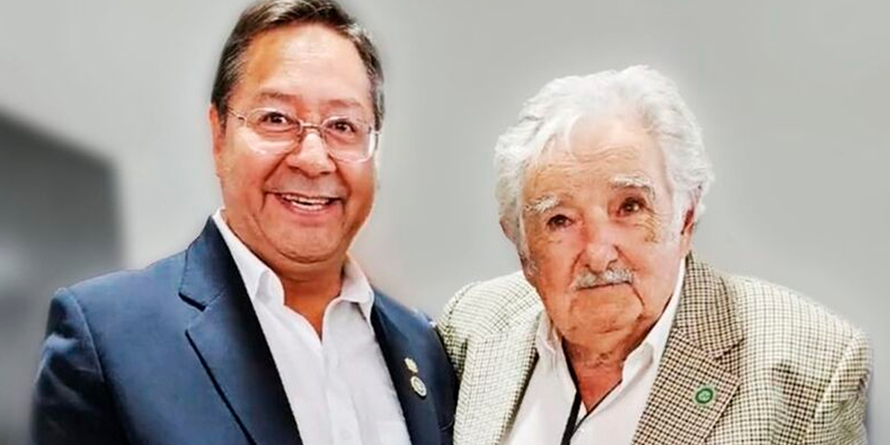 El presidente Luis Arce y el expresidente José Mujica. Foto tomada de la cuenta en RRSS del presidente Luis Arce