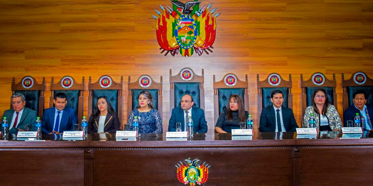 Los magistrados del Tribunal Constitucional Plurinacional (TCP). Foto: Facebook TCP