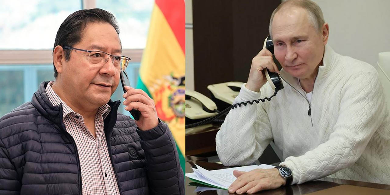 Los presidentes de Bolivia y Rusia, Luis Arce y Vladímir Putin. | Foto: RT