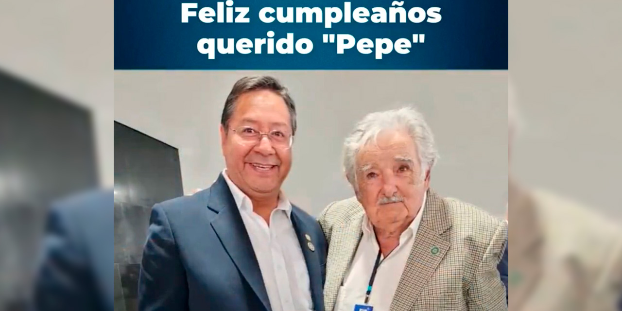 El presidente Luis Arce y exmandatario José Mujica. Foto: Captura