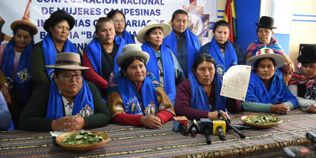 Dirigentes de la confederación de Mujeres ‘Bartolina Sisa’ | Foto: Gustavo Ticona