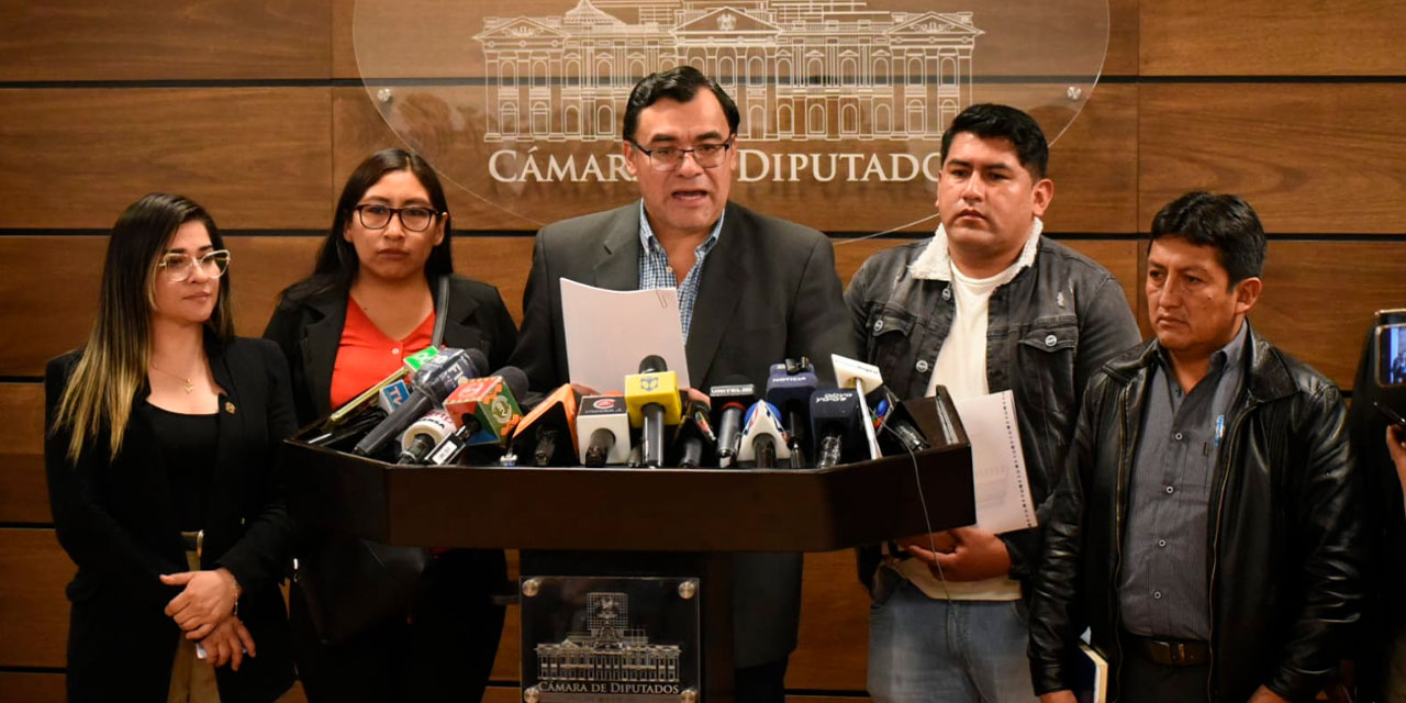 Conferencia de prensa de la Bancada Nacional del MAS-IPSP. Foto: Gustavo Ticona