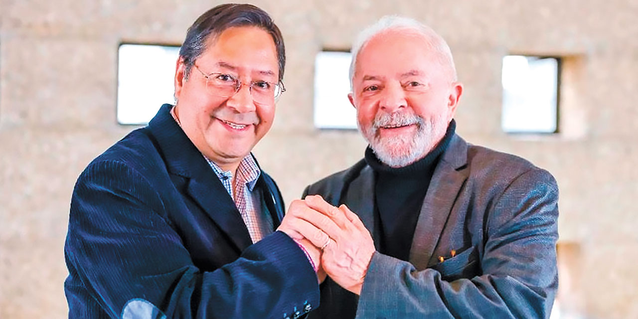 Los presidentes de Bolivia, Luis Arce, y de Brasil, Luiz Inácio Lula da Silva. Foto: Archivo