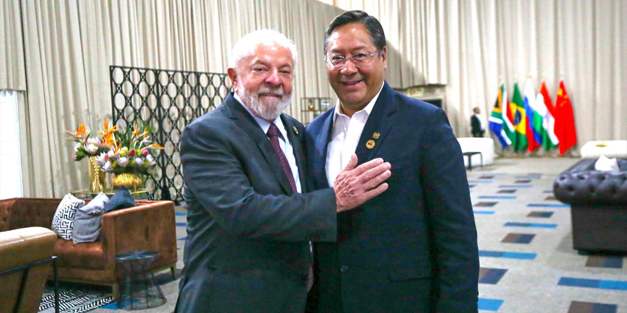 El presidente de Bolivia, Luis Arce, y su par de Brasil, Lula Da Silva. Foto: Presidencia