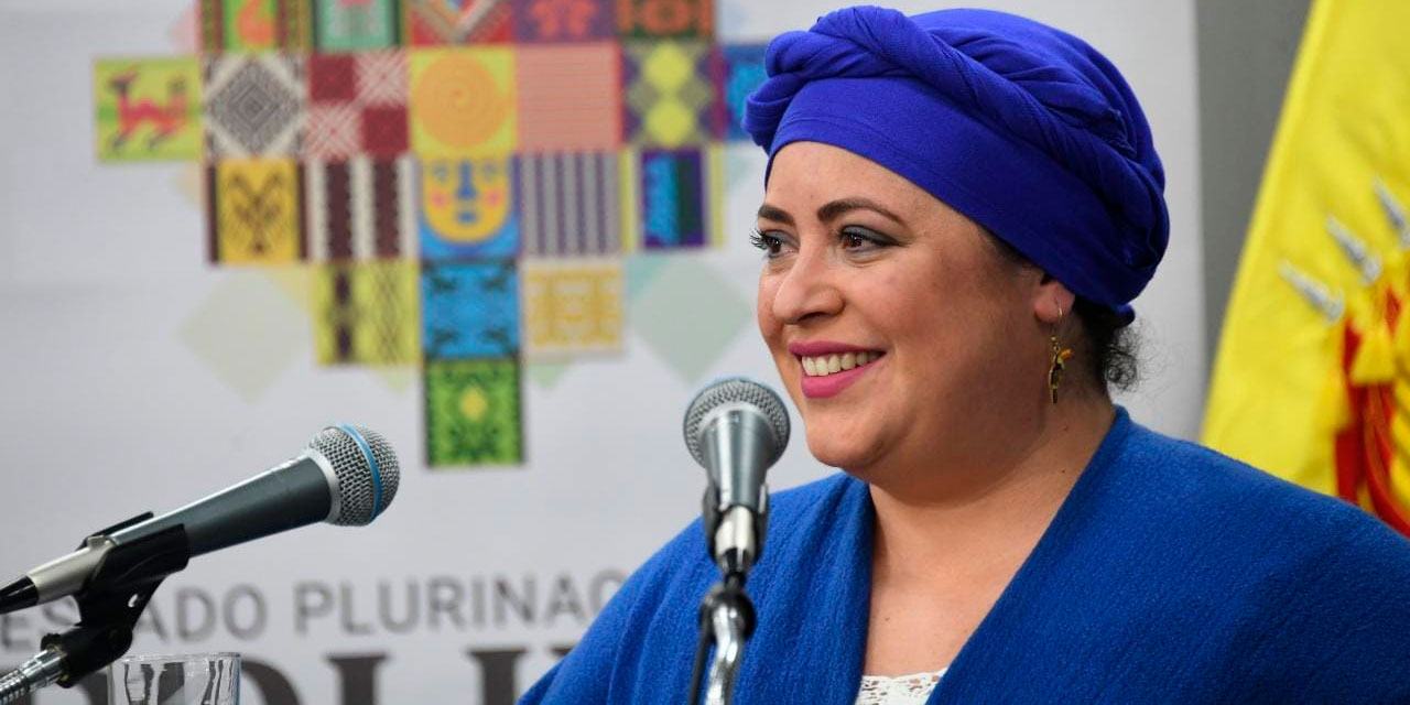 María Nela Prada, ministra de la Presidencia, durante una conferencia de prensa anterior. | Foto: Archivo