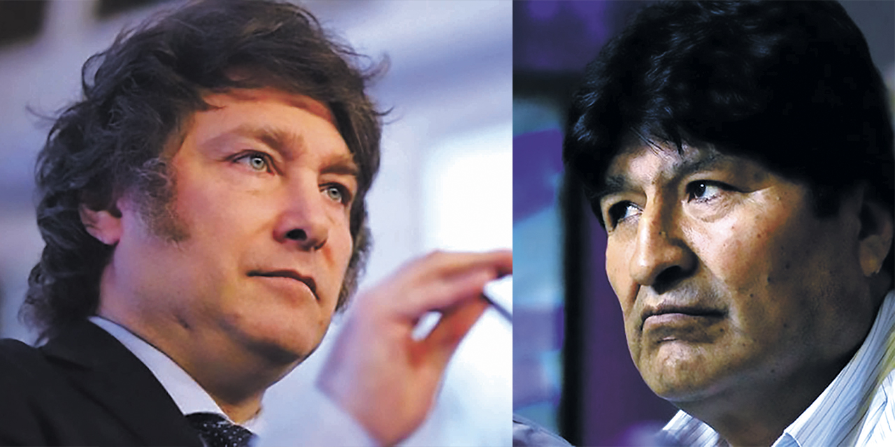 Javier Milei y Evo Morales. Foto composición