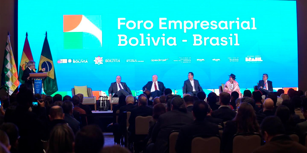 El presidente de Brasil, Luiz Inácio Lula da Silva, en la clausura del Foro Empresarial Bolivia-Brasil.