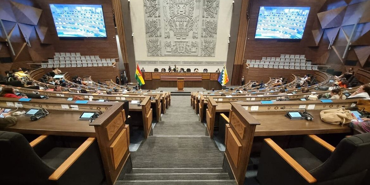 El hemiciclo de la Cámara de Diputados donde se realizan las sesiones de la Asamblea Legislativa Plurinacional (ALP). Foto: Archivo