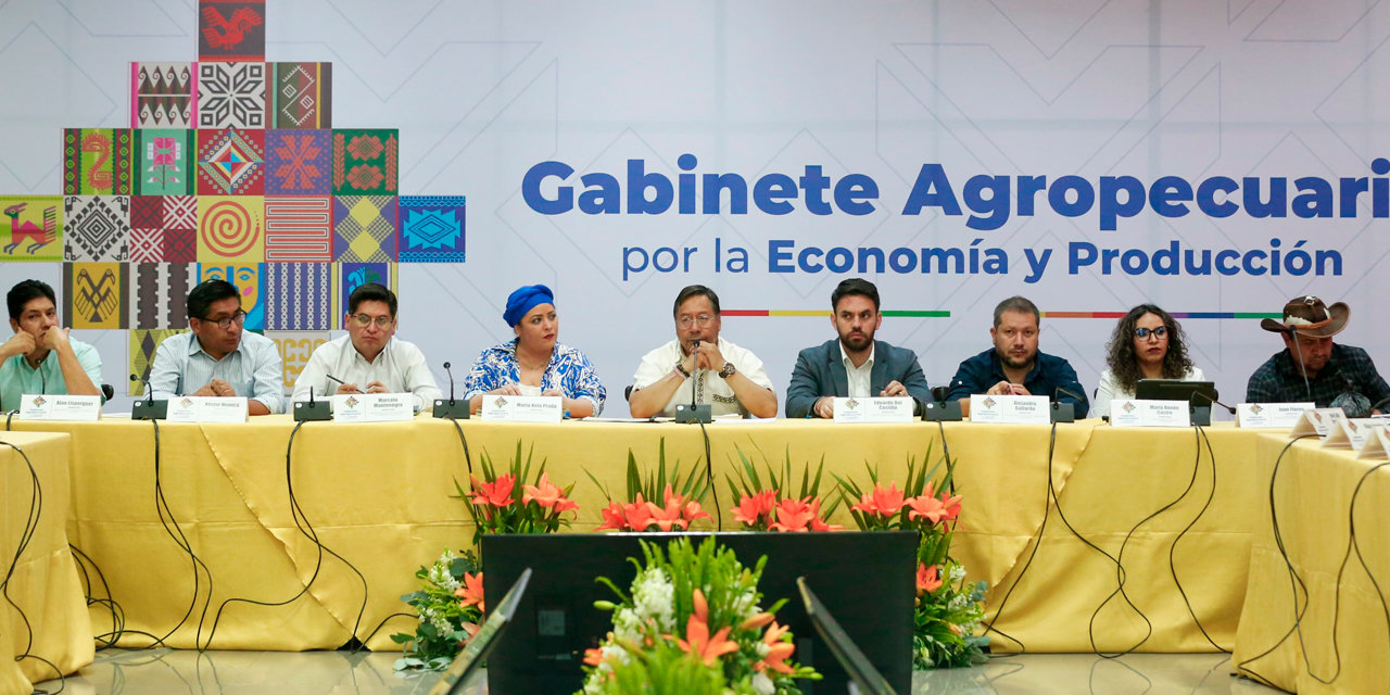 El primer Gabinete Agropecuario por la Economía y la Producción sesionó por más de siete horas en Santa Cruz. Foto: Comunicación Presidencial