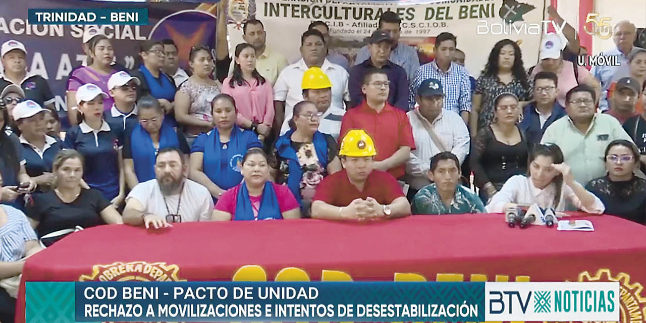 Sectores del Pacto de Unidad de Beni. | Foto: Captura Btv