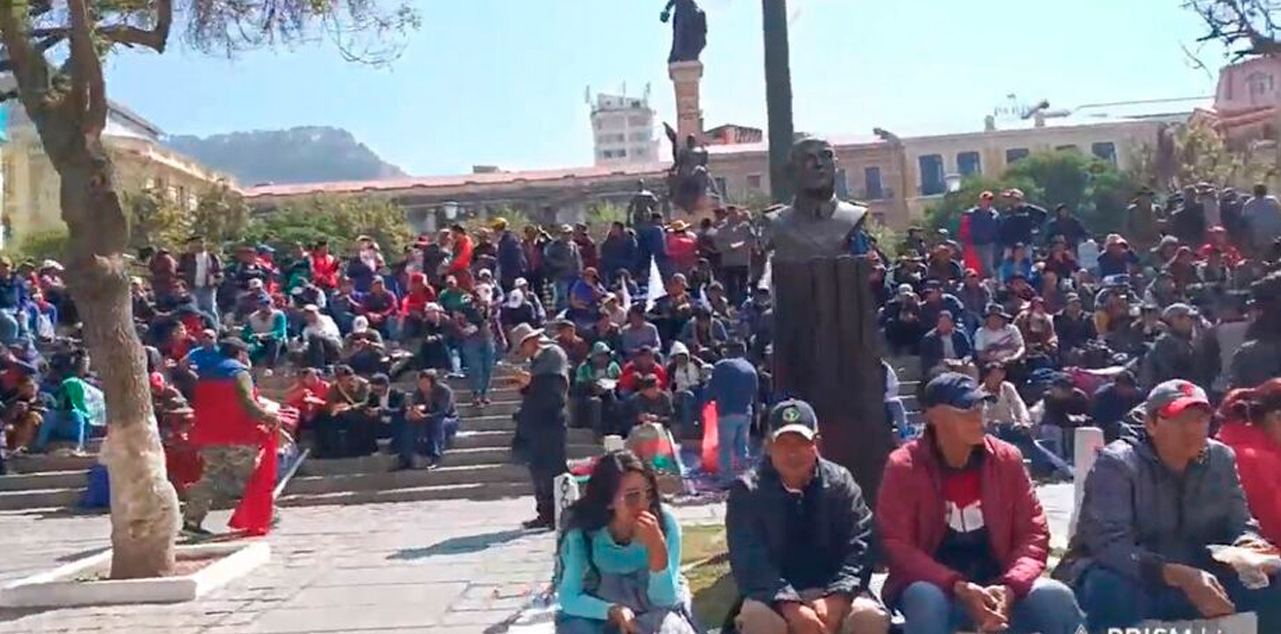 Así luce la plaza Murillo. Foto: Captura