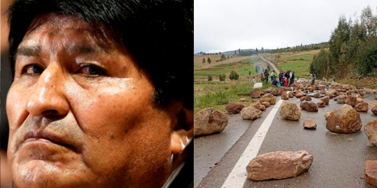 Evo Morales promueve los bloqueos. Foto composición RRSS