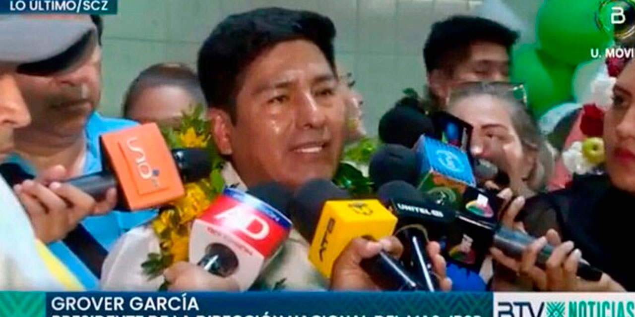 García en conferencia de prensa, este sábado. Foto: Captura Bolivia Tv