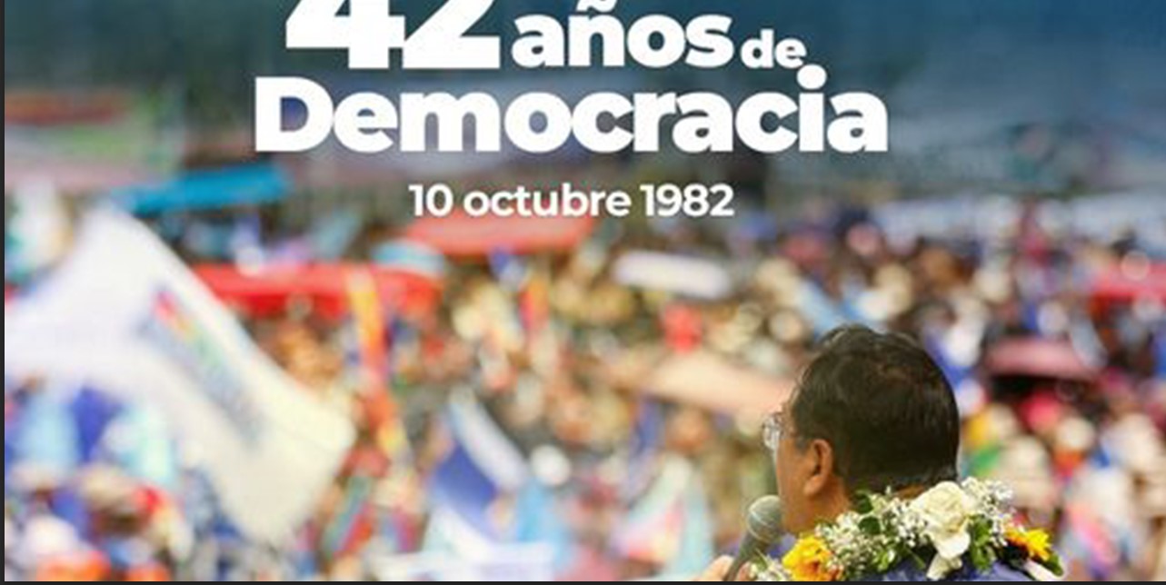 Presidente Luis Arce en el 42 años de la recuperación de la democracia. Facebook LUCHOXBOLIVIA