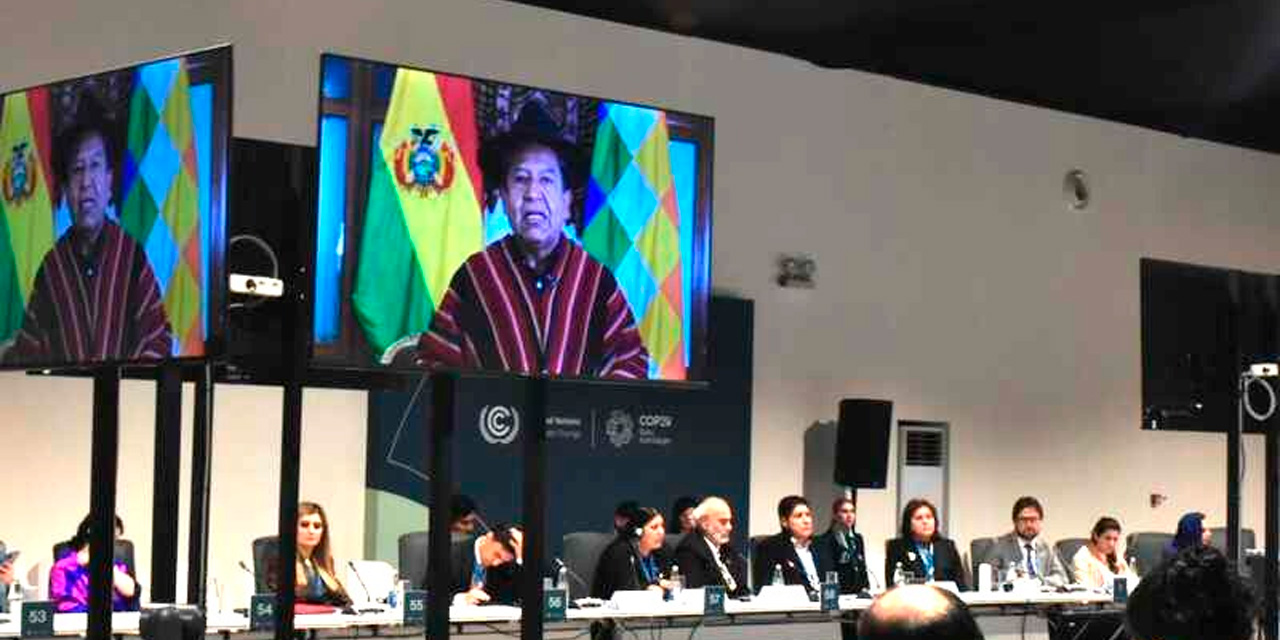 El vicepresidente David Choquehuanca durante su participación en la COP29.