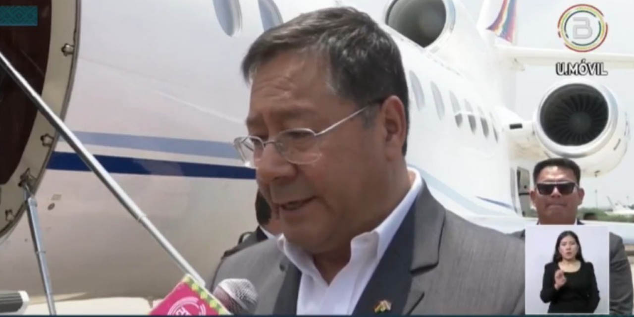 El presidente Luis Arce, en Brasil. Imagen: Captura Bolivia Tv.