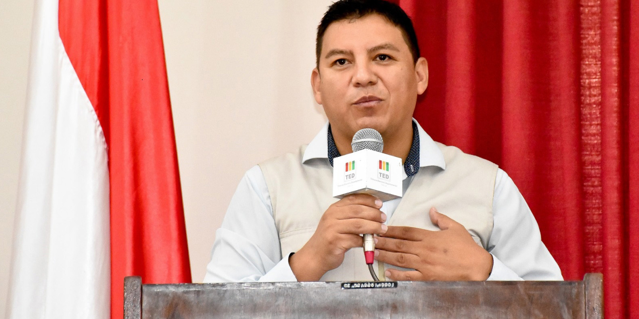 El presidente del Tribunal Departamental Electoral (TED) de Tarija, Marco Aguirre. Foto: TED de Tarija