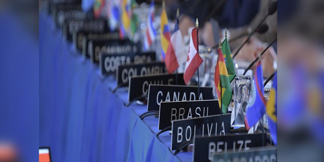 Banderas de los países que integran la Organización de los Estados Americanos.