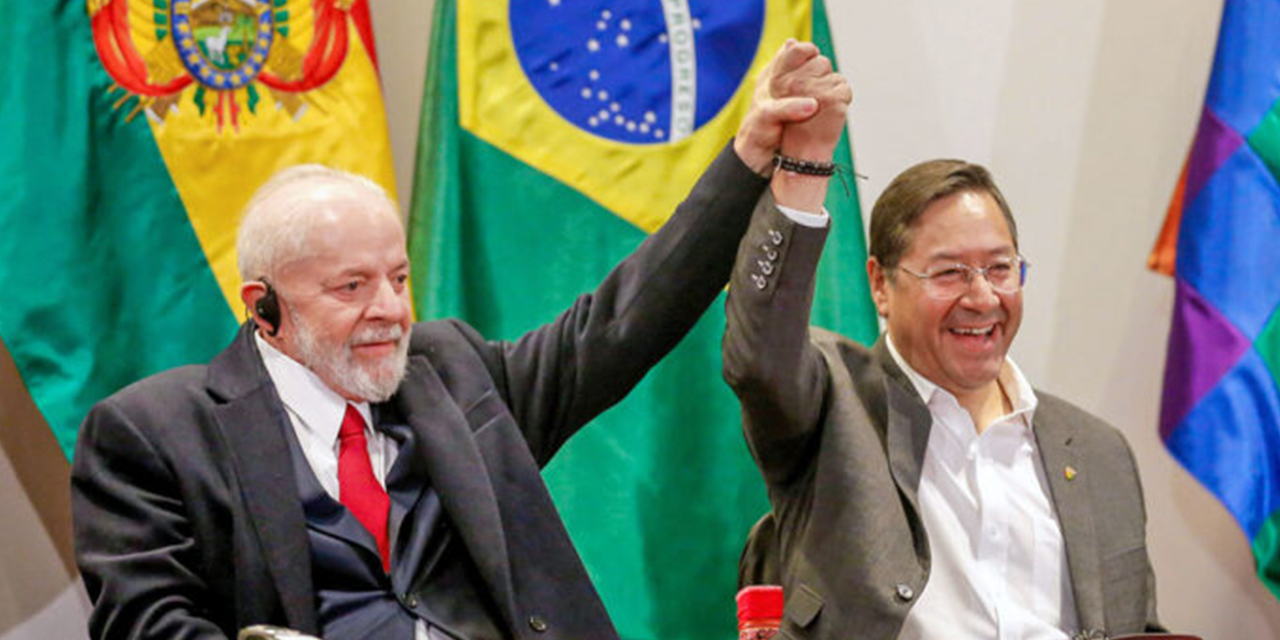 Los presidentes de Brasil, Luiz Inácio Lula da Silva, y de Bolivia, Luis Arce Catacora.