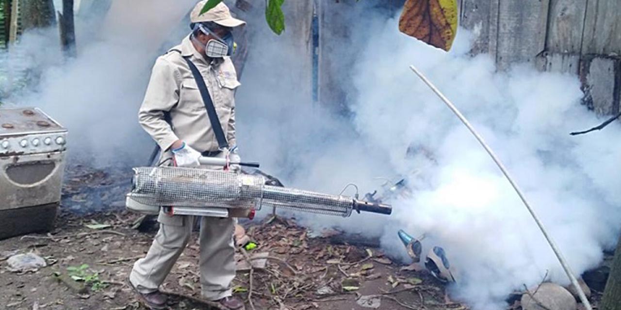 Personal del Ministerio de Salud fumigó las casas para elimnar los mosquitos del dengue. | Foto: Salud